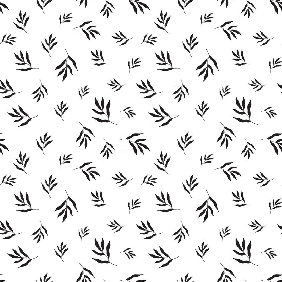 nahtloses tropisches Blattmuster. botanisches Schwarzweiss-Muster. florales digitales Papier im minimalistischen skandinavischen Stil. vektor