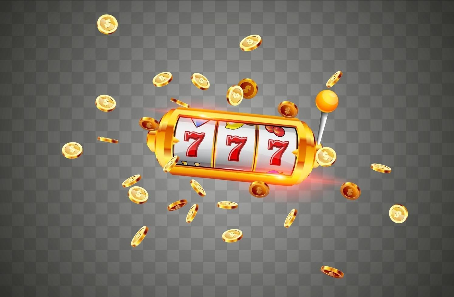 Goldener Spielautomat gewinnt den Jackpot. vektor