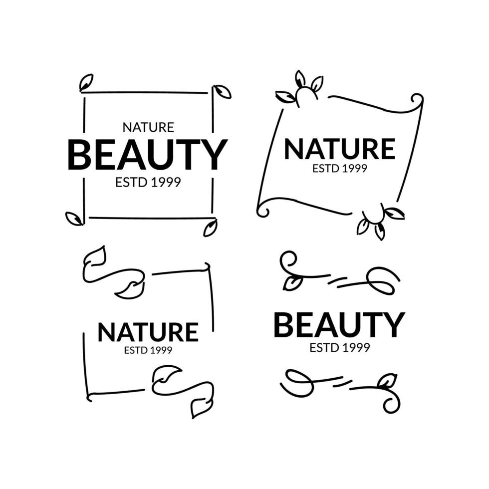 uppsättning av hand dragen minimal skönhet och natur logotyp mall design vektor