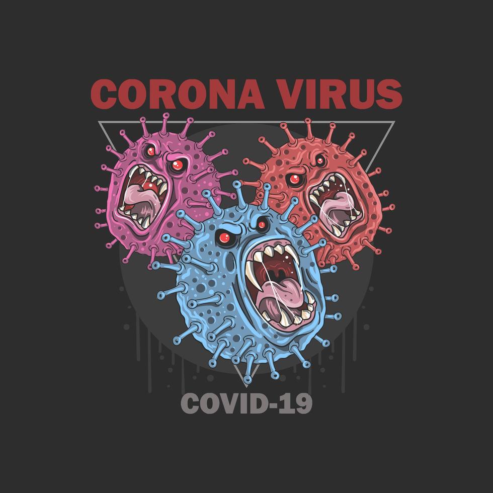 Coronavirus Covid-19 Monster Keim Poster Design vektor