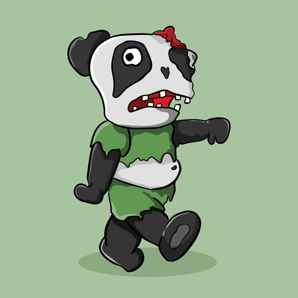 panda zombie Skräck illustration i framsteg vektor