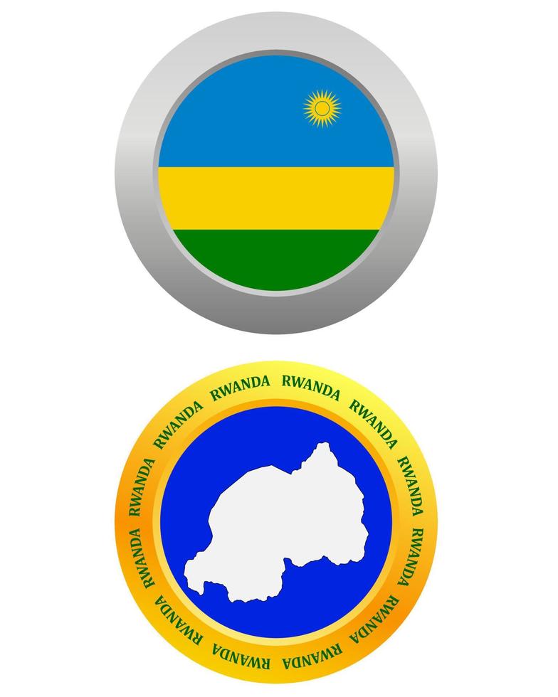 Schaltfläche als Symbol Ruanda-Flagge und Karte auf weißem Hintergrund vektor