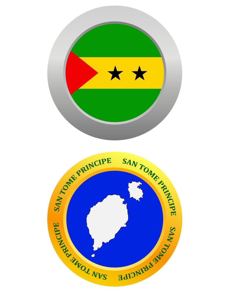 Schaltfläche als Symbol San Tomé Principe Flagge und Karte auf weißem Hintergrund vektor