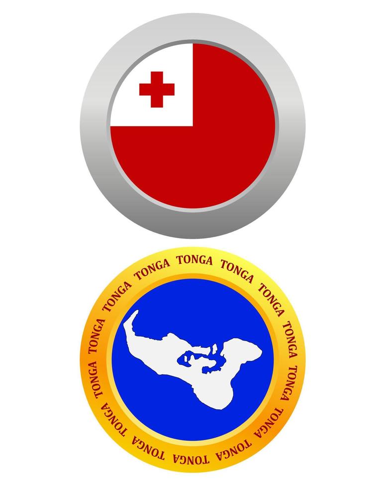 knapp som en symbol tonga och Karta på en vit bakgrund vektor