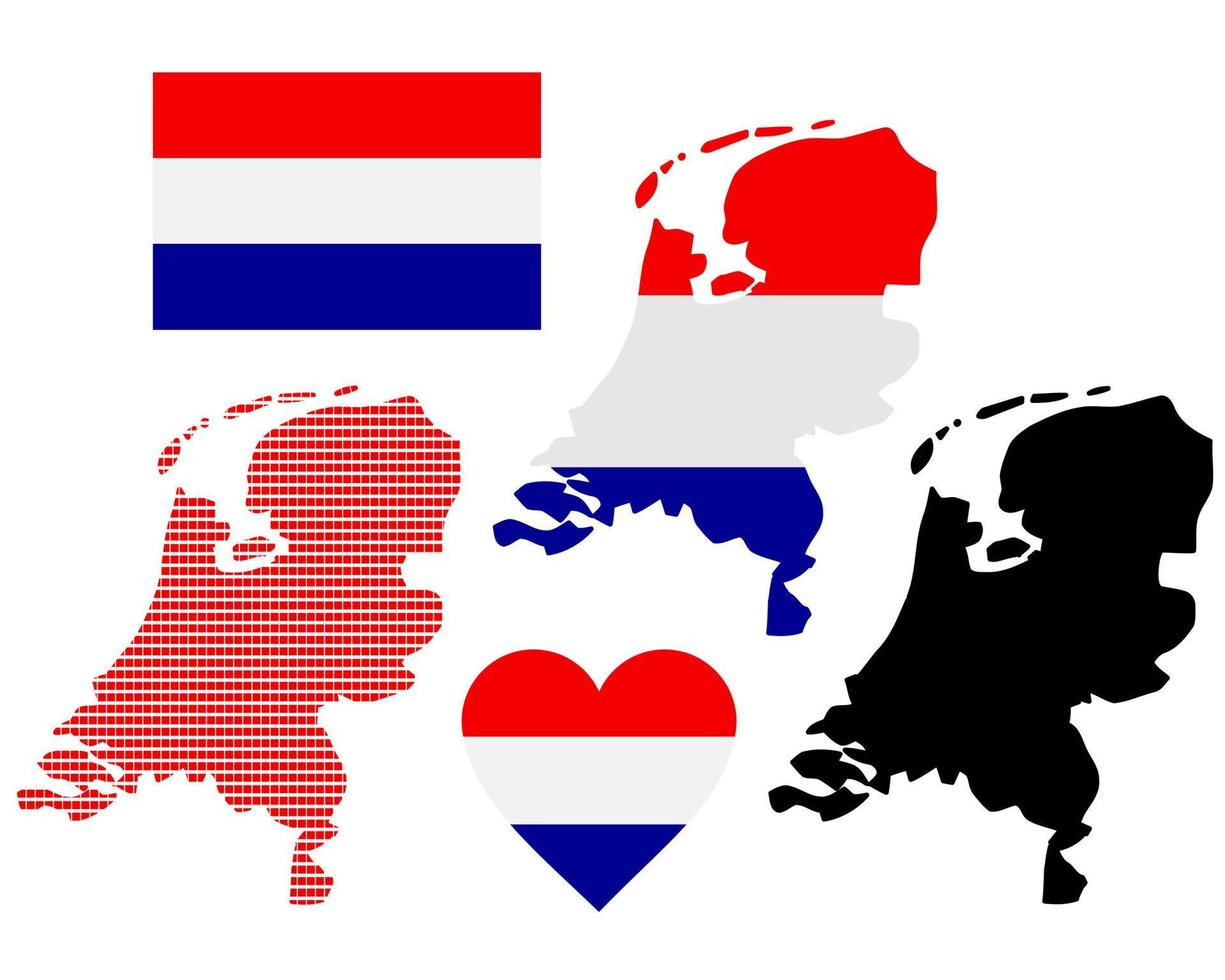 Karta av nederländerna annorlunda typer och symboler på en vit bakgrund vektor