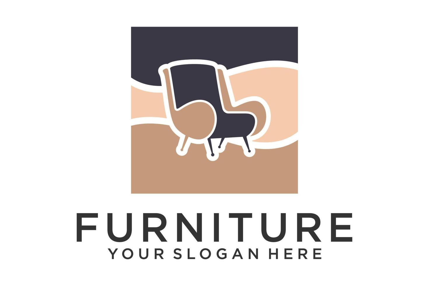 Hem soffa inspiration logotyp design, Hem interiör, minimalistisk stol vektor