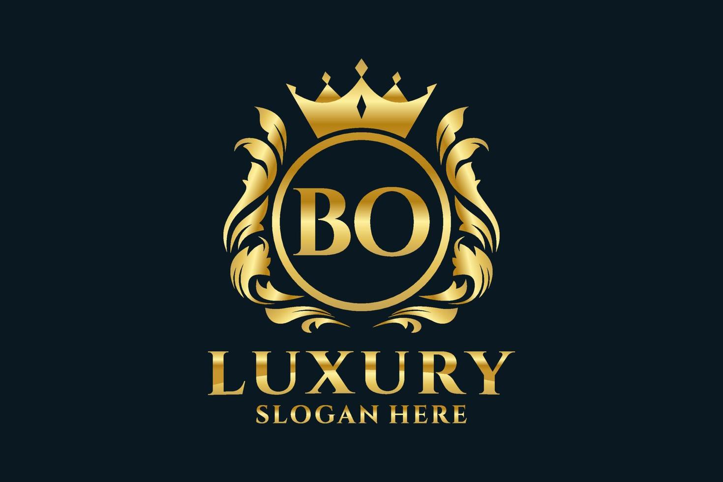 Royal Luxury Logo-Vorlage mit anfänglichem Bo-Buchstaben in Vektorgrafiken für luxuriöse Branding-Projekte und andere Vektorillustrationen. vektor