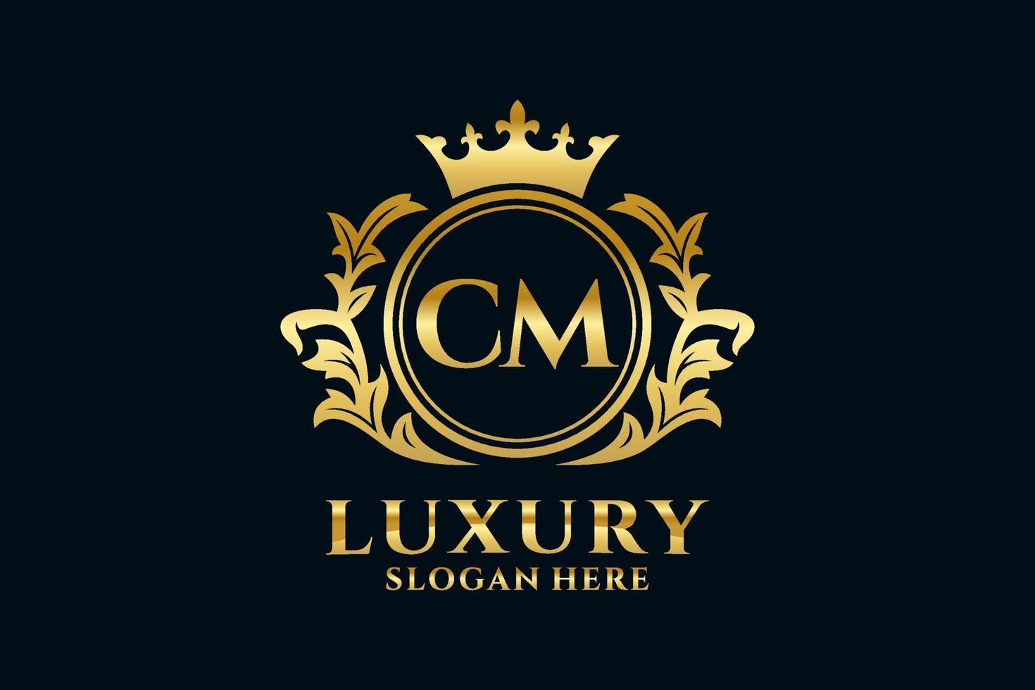 anfängliche cm-Buchstabe königliche Luxus-Logo-Vorlage in Vektorgrafiken für luxuriöse Branding-Projekte und andere Vektorillustrationen. vektor