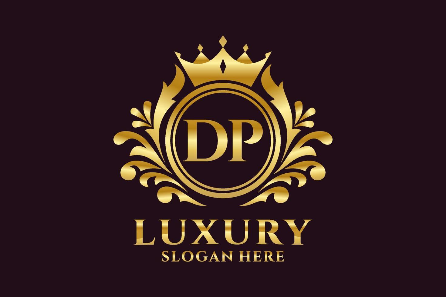 Royal Luxury Logo-Vorlage mit anfänglichem dp-Buchstaben in Vektorgrafiken für luxuriöse Branding-Projekte und andere Vektorillustrationen. vektor