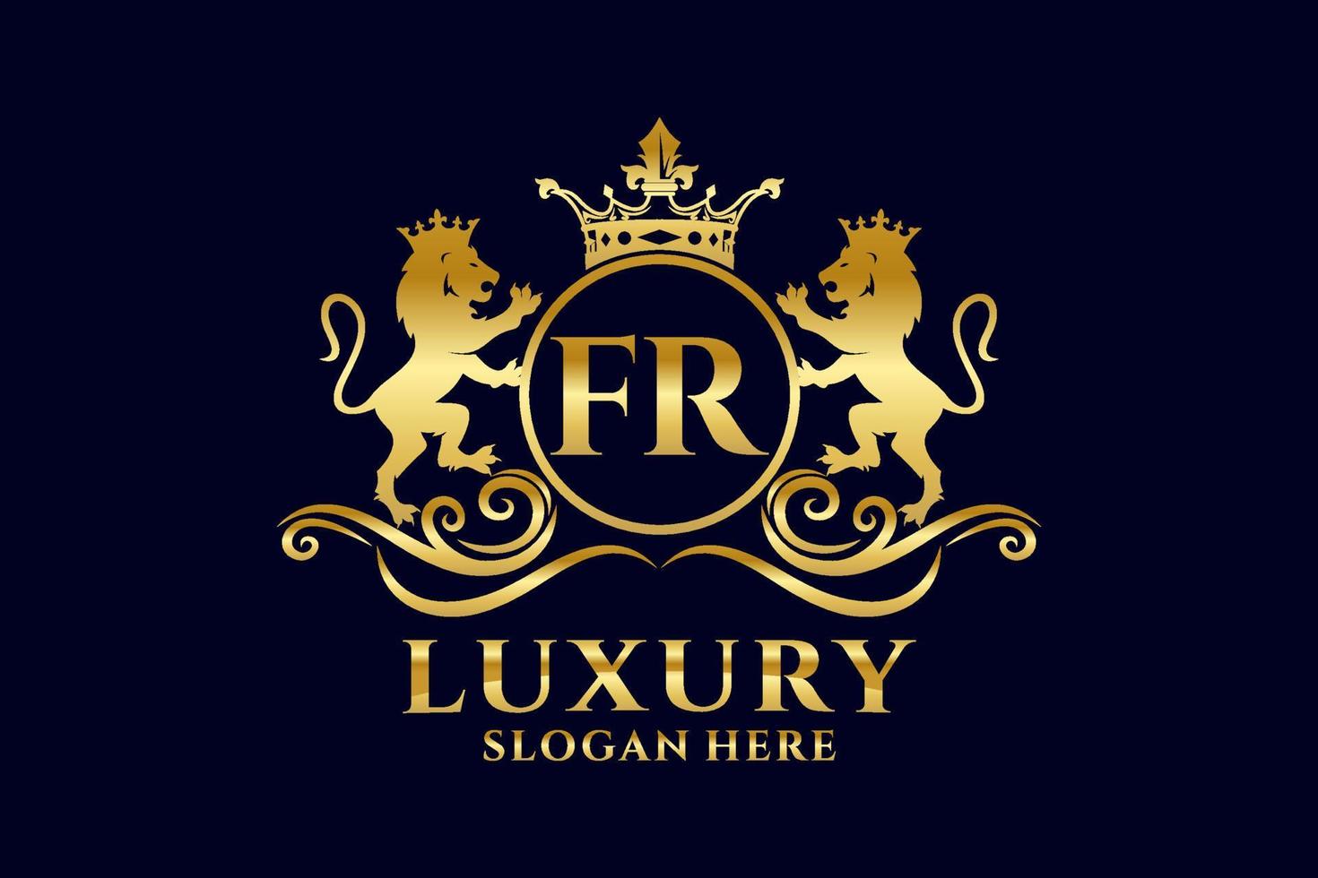 Anfangsbuchstabe fr lion royal Luxus-Logo-Vorlage in Vektorgrafiken für luxuriöse Branding-Projekte und andere Vektorillustrationen. vektor