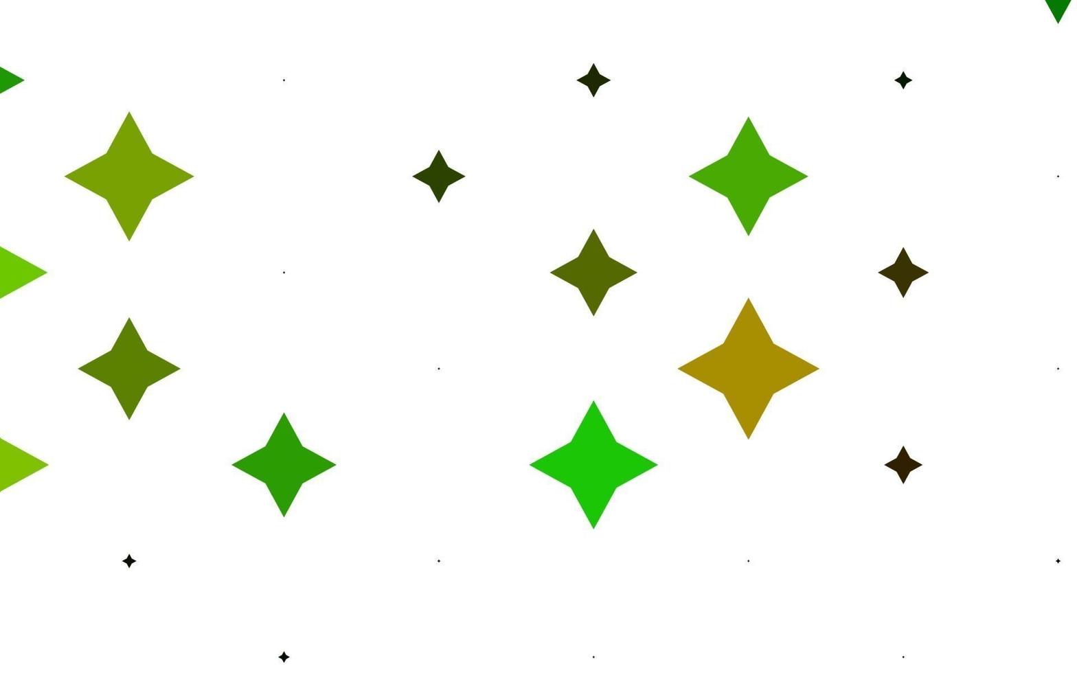 hellgrüner, gelber Vektorhintergrund mit farbigen Sternen. vektor
