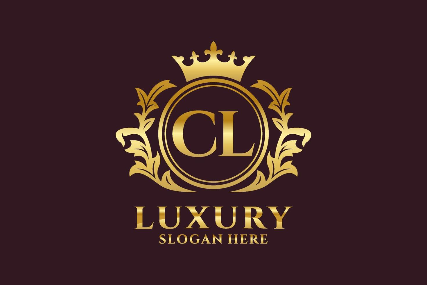 königliche Luxus-Logo-Vorlage mit anfänglichem cl-Buchstaben in Vektorgrafiken für luxuriöse Branding-Projekte und andere Vektorillustrationen. vektor