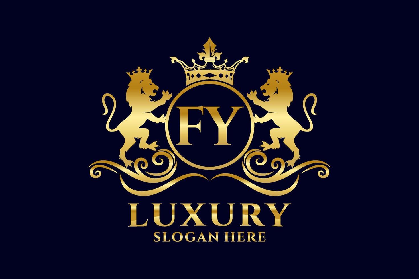 Initial fy Letter Lion Royal Luxury Logo Vorlage in Vektorgrafiken für luxuriöse Branding-Projekte und andere Vektorillustrationen. vektor