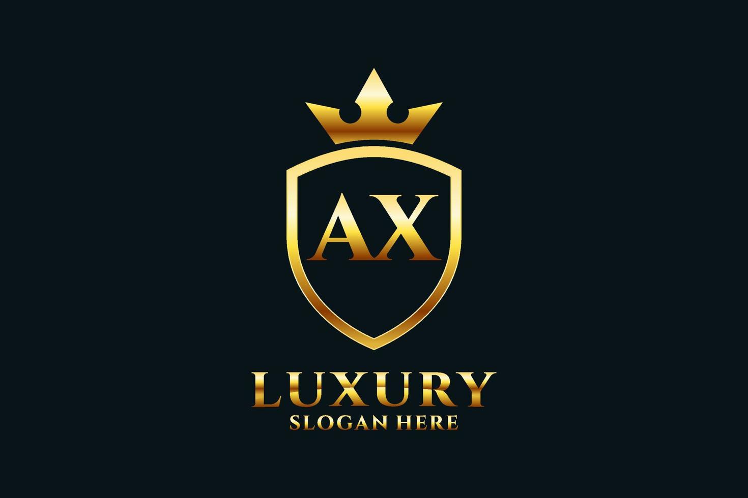 Initial Axt Elegantes Luxus-Monogramm-Logo oder Abzeichen-Vorlage mit Schriftrollen und Königskrone - perfekt für luxuriöse Branding-Projekte vektor