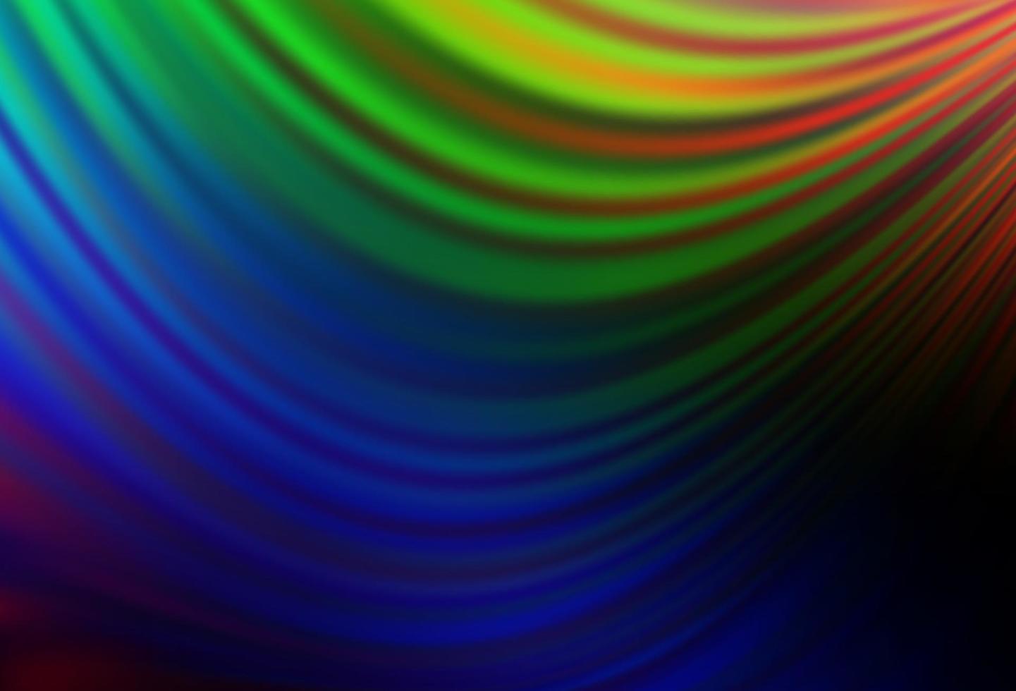 dunkles mehrfarbiges, regenbogenfarbenes Vektormuster mit geschwungenen Kreisen. vektor