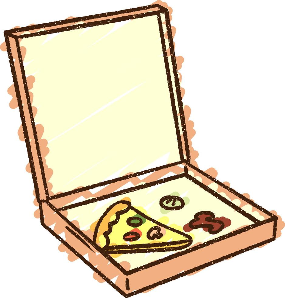 sista pizza skiva krita teckning vektor
