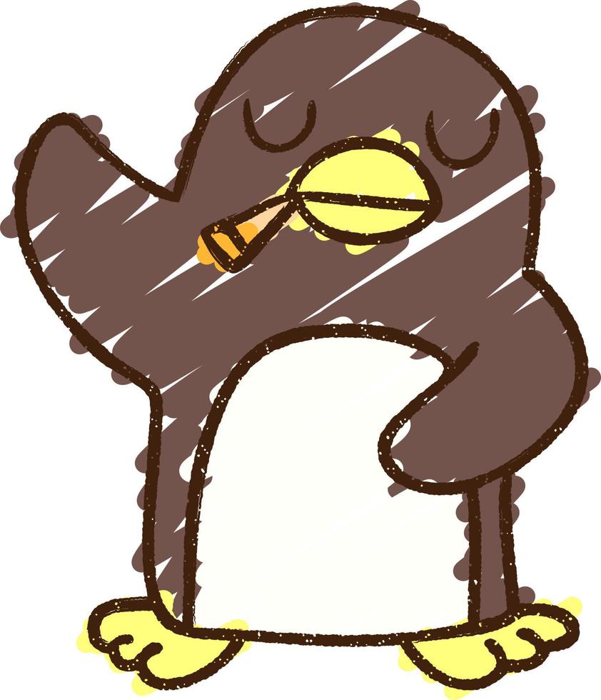 pingvin rökning krita teckning vektor