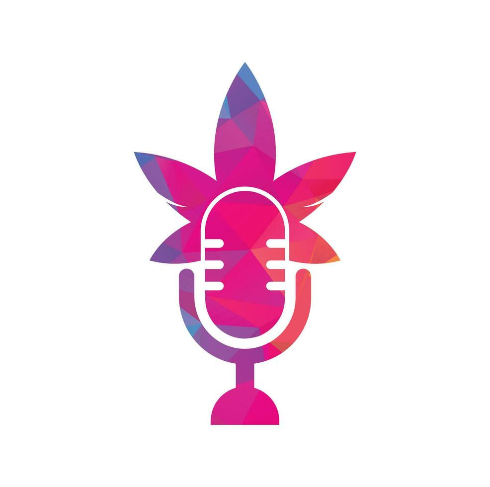cannabis podcast vektor logotyp design. podcast logotyp med cannabis blad vektor mall.