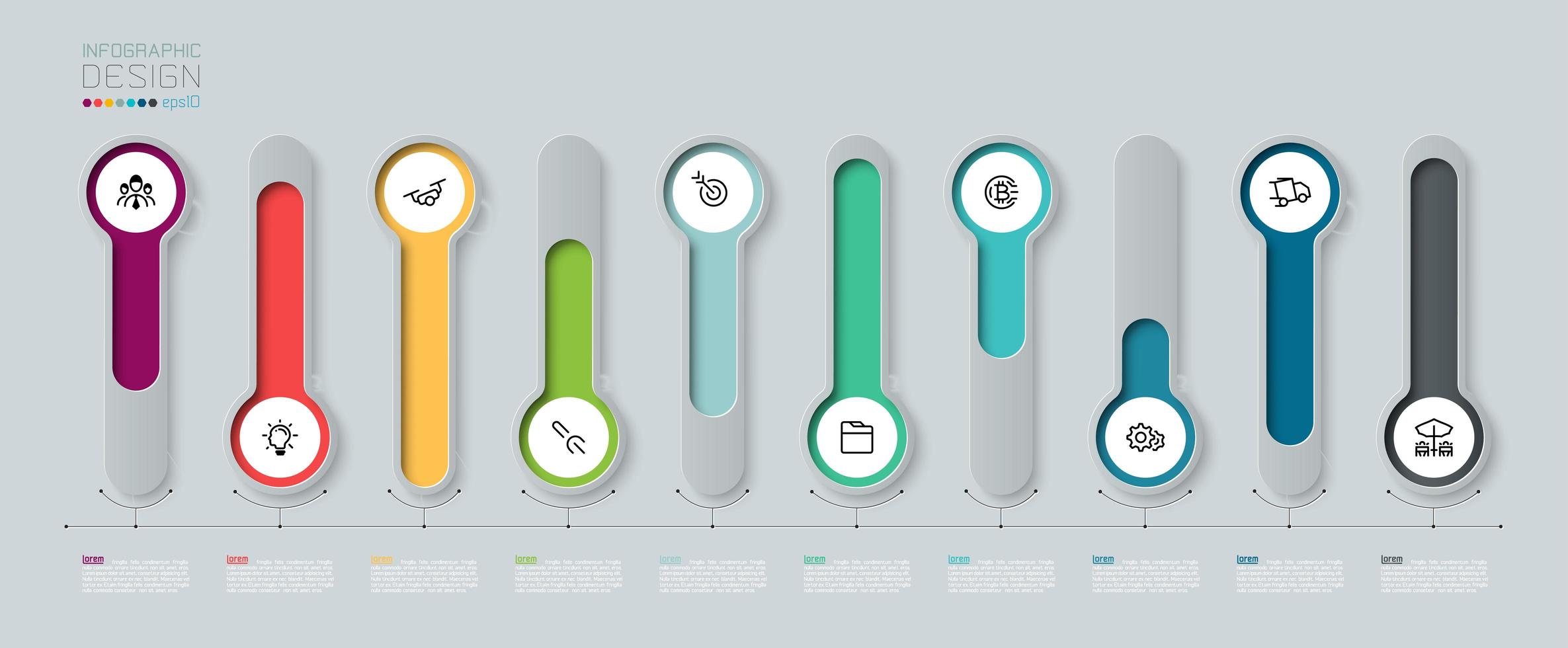 Infografik mit buntem 3D-Langkreisetikett vektor