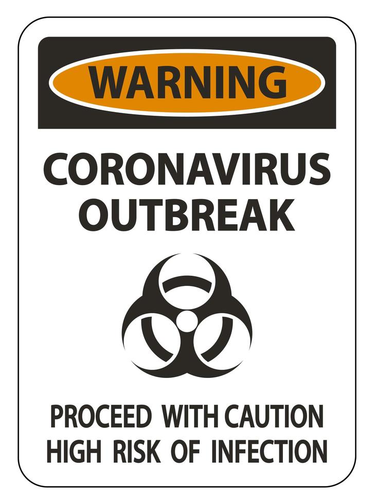 coronavirus '' varning '' utbrottstecken vektor