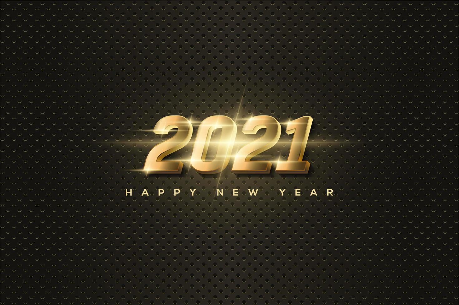 Hintergrund 2021 mit leuchtenden 3D-Goldnummern. vektor