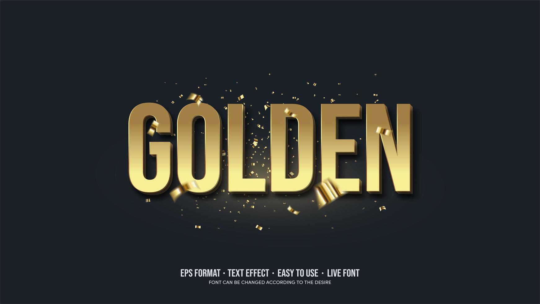 goldener Texteffekt mit 3D-Schrift in Gold. vektor