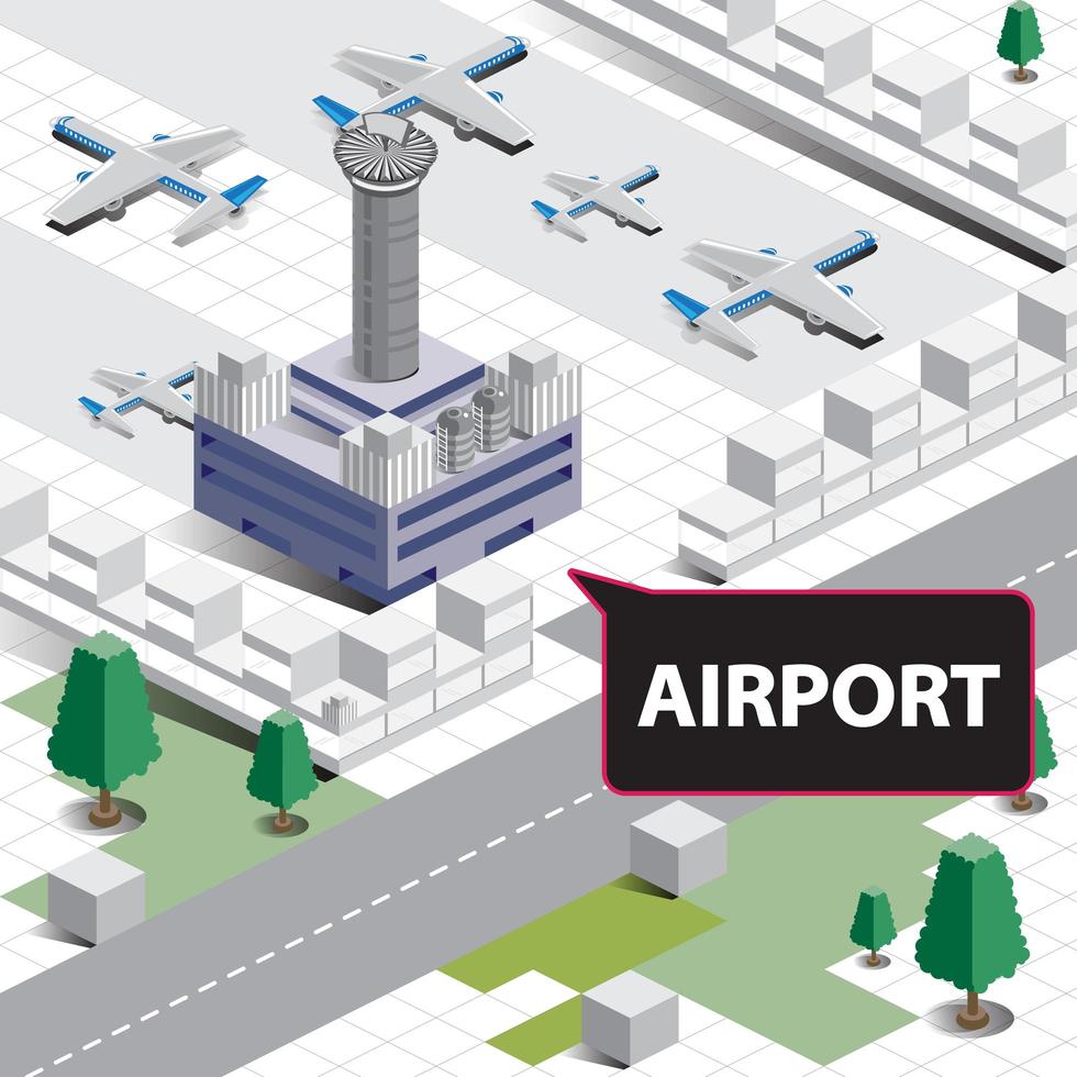 isometrisk flygplats design vektor