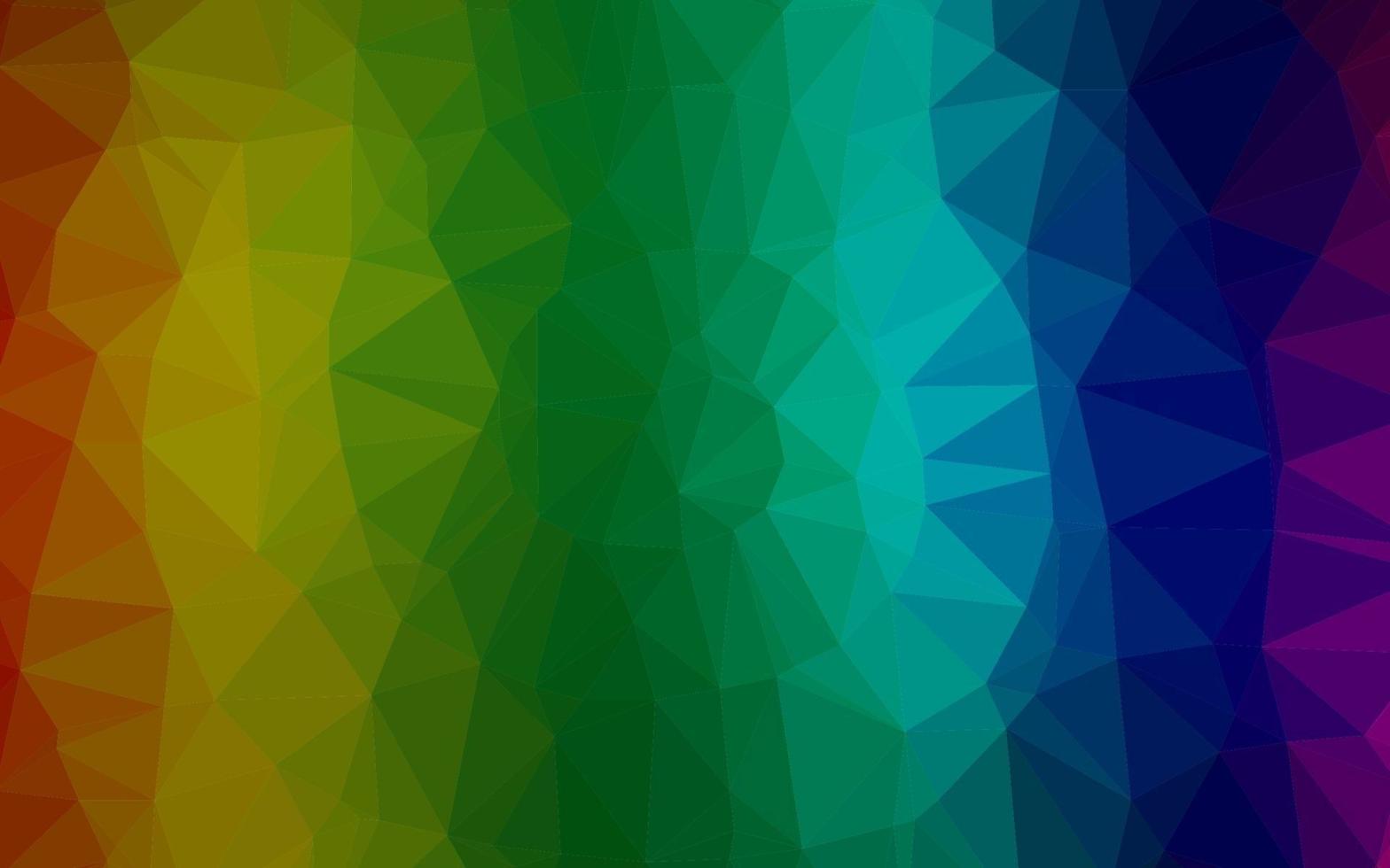 dunkler mehrfarbiger, abstrakter Hintergrund des Regenbogenvektorpolygons. vektor