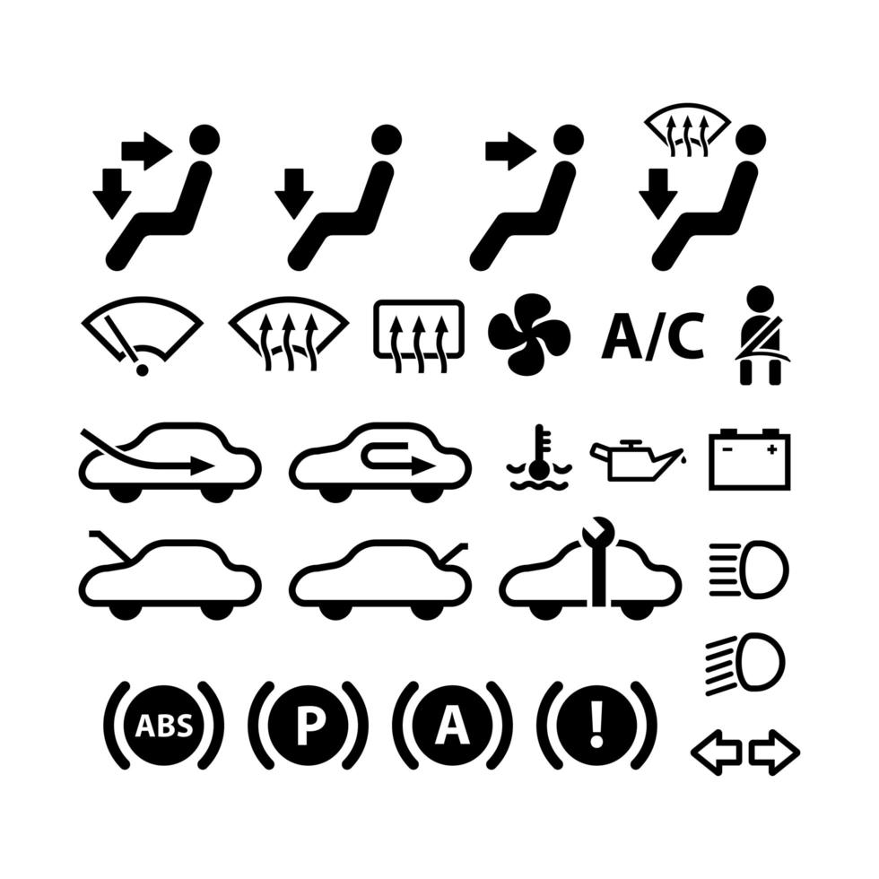Auto Armaturenbrett Symbol und Symbol vektor