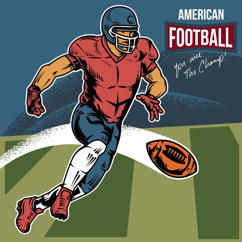 Retro American Football Spieler einen Ball schießen vektor