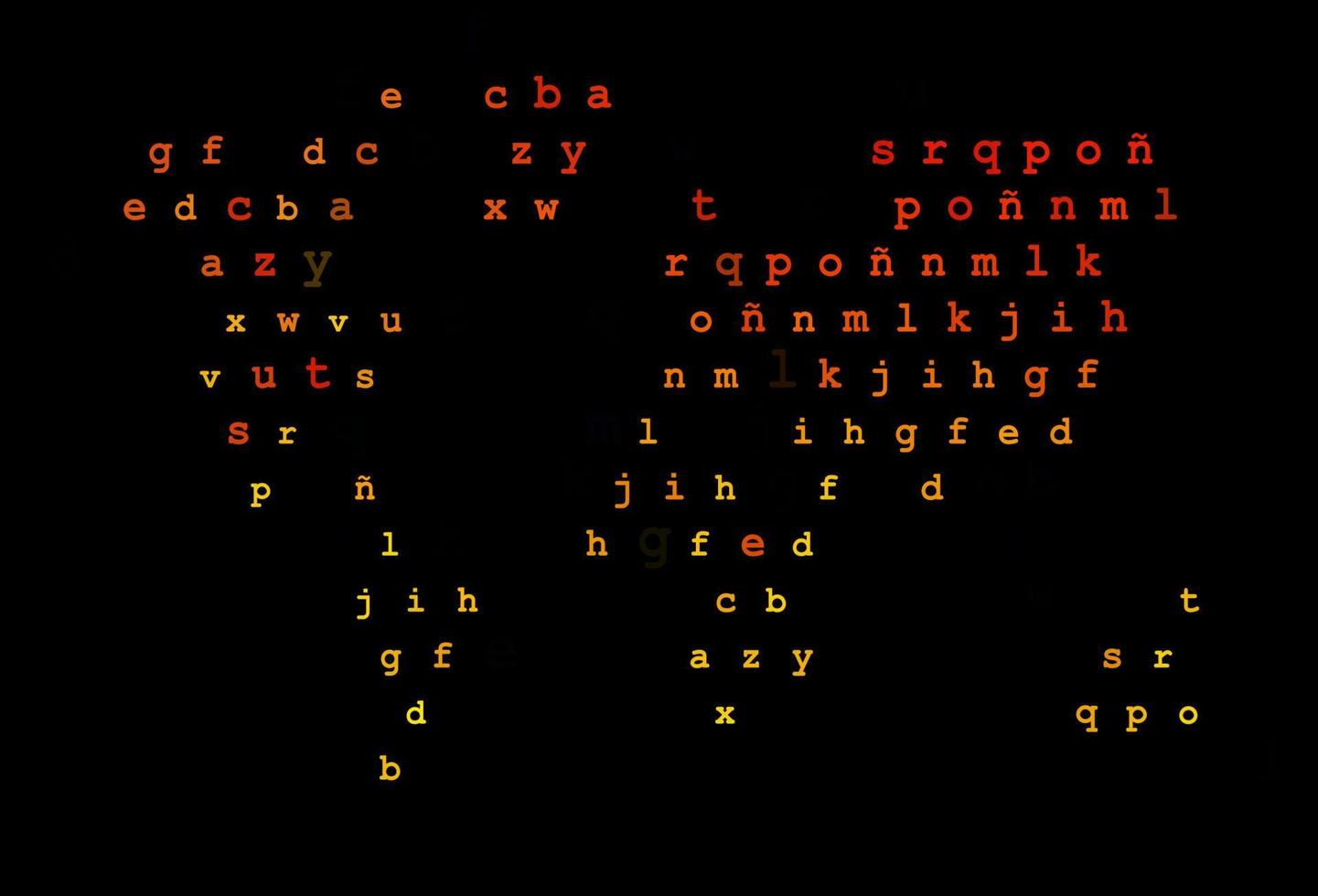 Dunkelorange Vektorvorlage mit isolierten Buchstaben. vektor