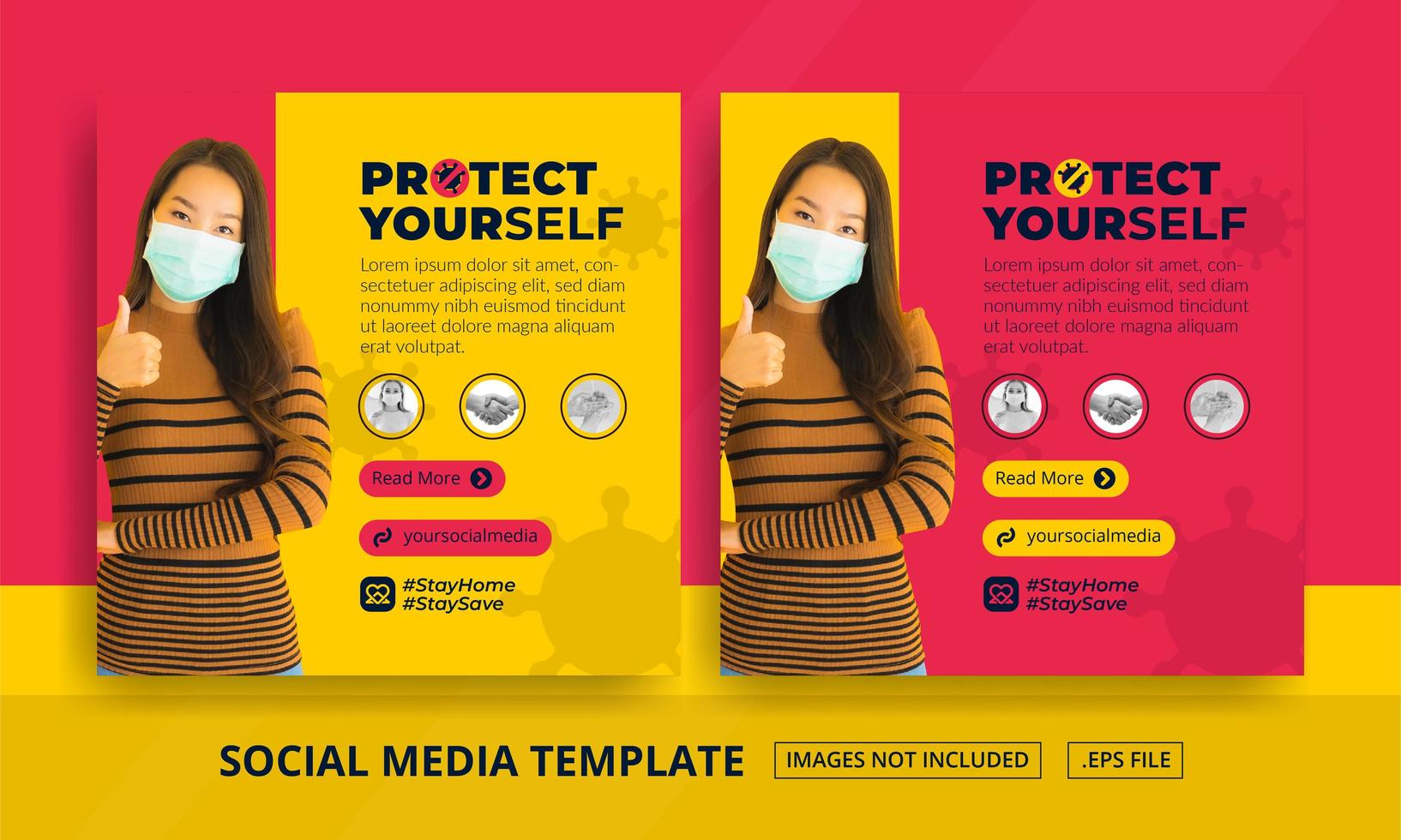 Rot und Gelb schützen sich vor Social Media Posts vektor