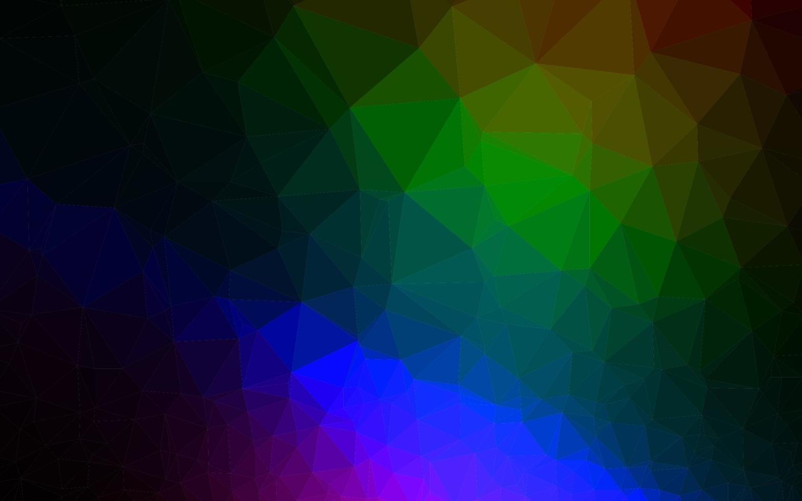 mörk flerfärgad, regnbåge vektor lysande triangulär mall.