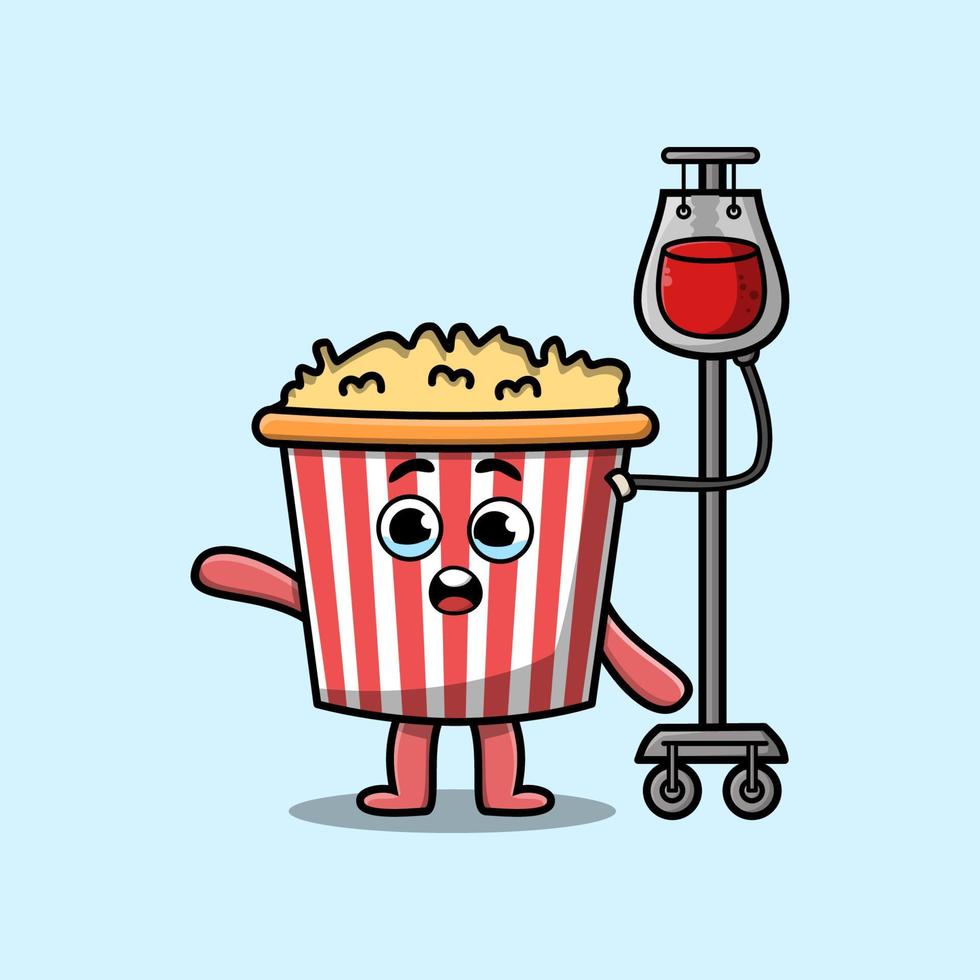 Karikatur von Popcorn mit Bluttransfusion vektor