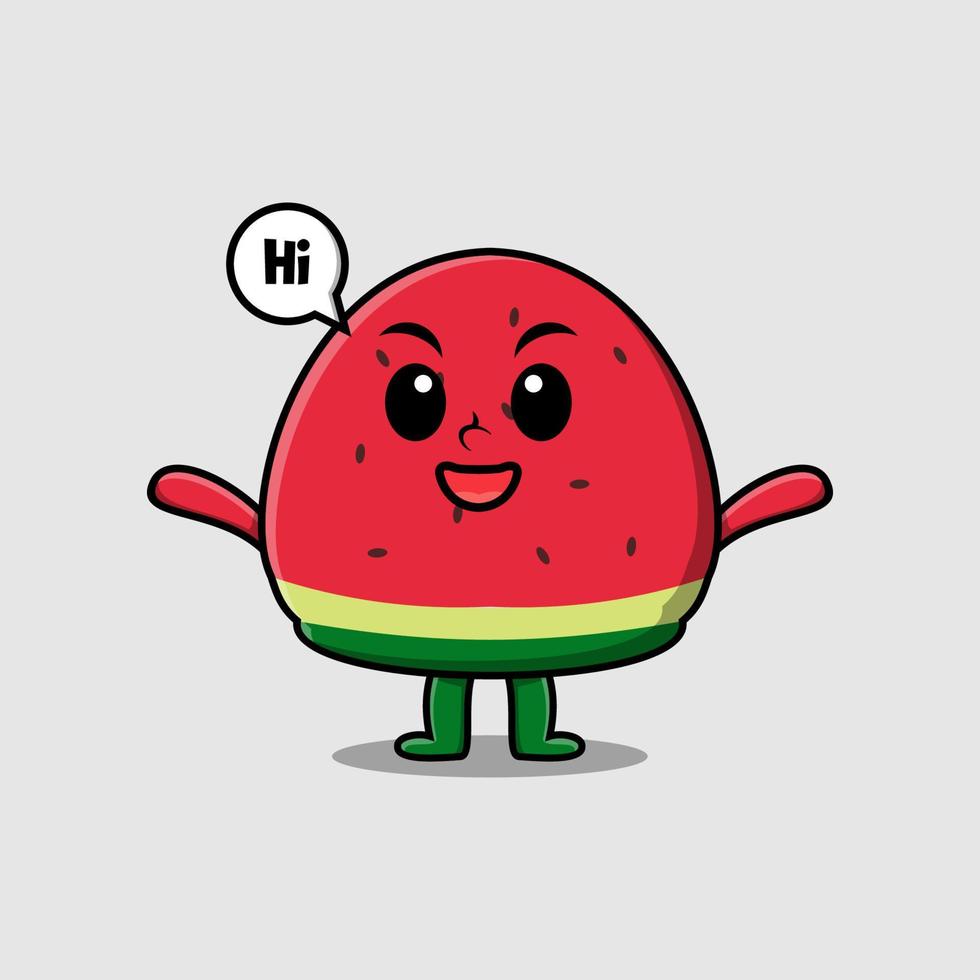 süße Cartoon-Wassermelone mit fröhlichem Ausdruck vektor