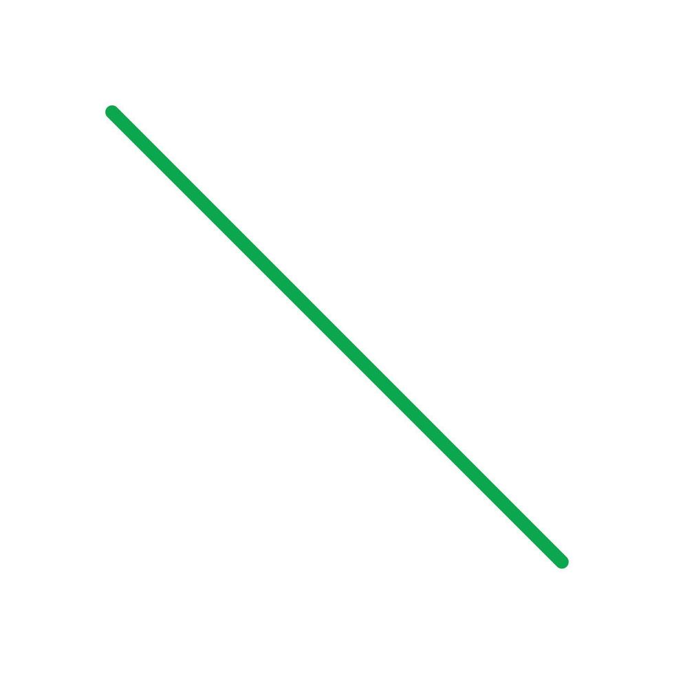 eps10 grüner Vektor einzelne gerade diagonale Liniensymbol isoliert auf weißem Hintergrund. Einfaches Umriss- oder Strichsymbol in einem einfachen, flachen, trendigen, modernen Stil für Ihr Website-Design, Logo und Ihre mobile App