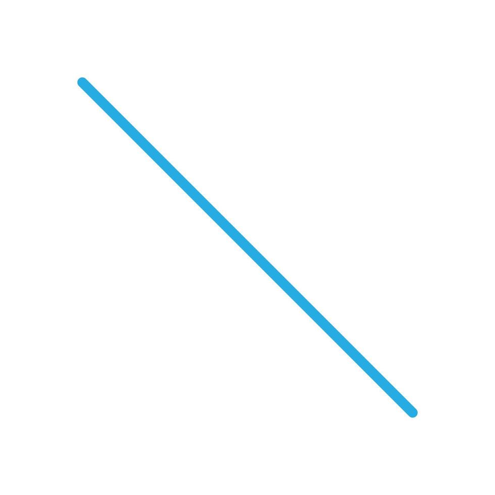 eps10 blauer Vektor einzelne gerade diagonale Liniensymbol isoliert auf weißem Hintergrund. Einfaches Umriss- oder Strichsymbol in einem einfachen, flachen, trendigen, modernen Stil für Ihr Website-Design, Logo und Ihre mobile App