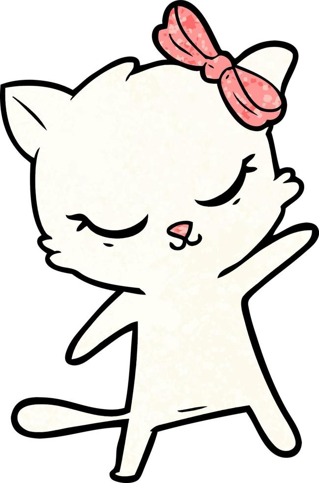 süße Cartoon-Katze mit Schleife vektor
