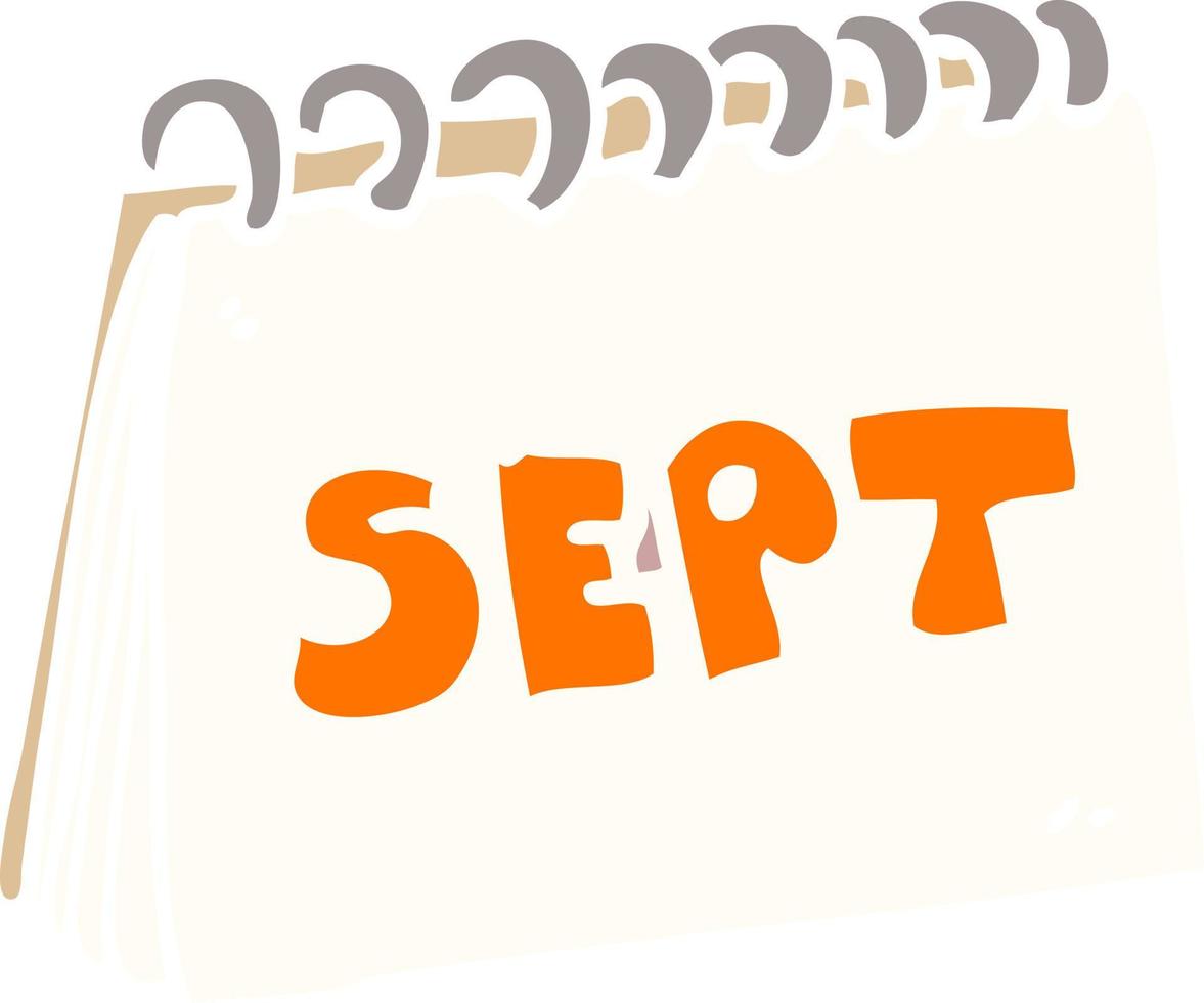 tecknad doodle kalender som visar september månad vektor