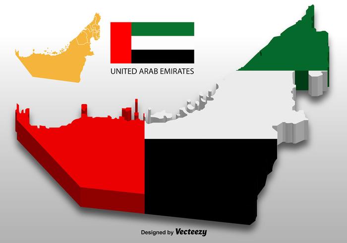 Förenade Arabemiraten - Vektor 3D-karta