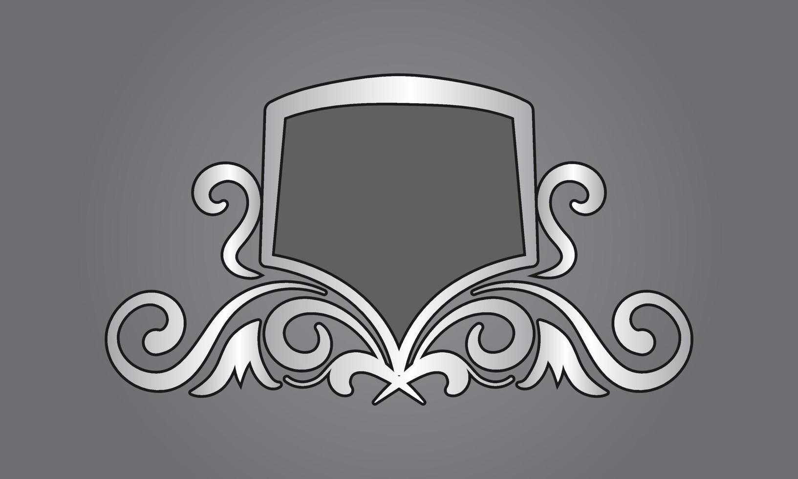 årgång prydnad, logotyp gräns, silver- dekoration vektor
