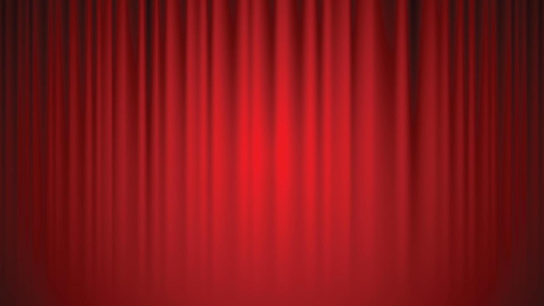 theater kinovorhänge roter vorhanghintergrund, der von einem scheinwerferstrahl beleuchtet wird. Vektor-Illustration. vektor