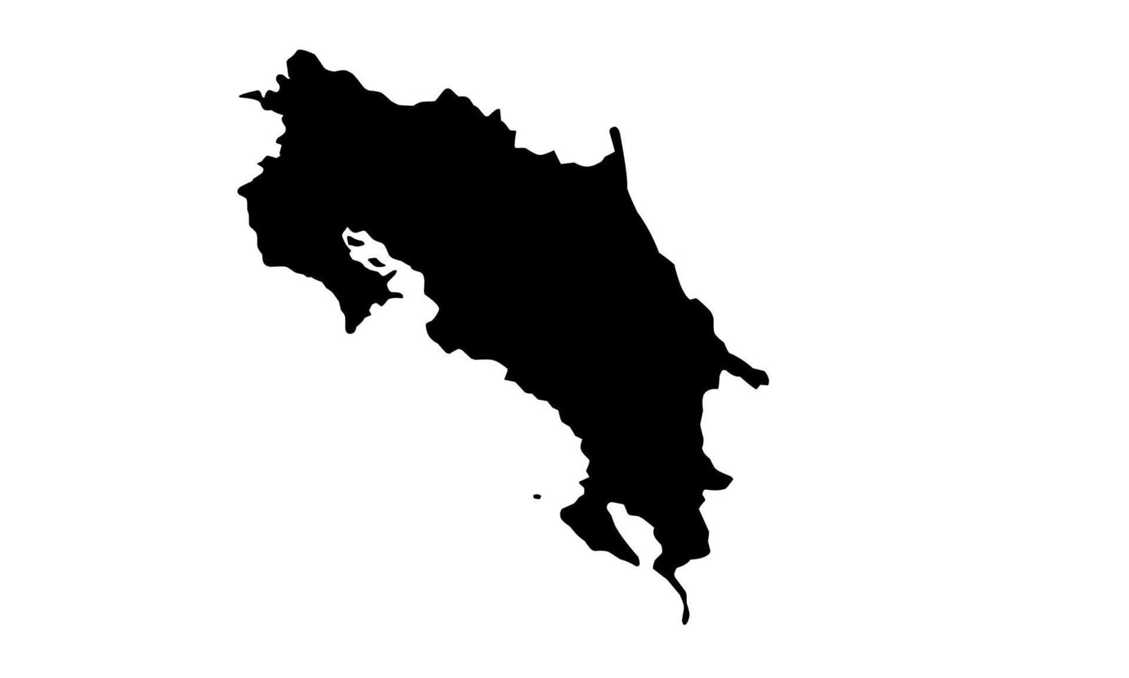 Kosta Rika Karte schwarze Silhouette auf weißem Hintergrund vektor