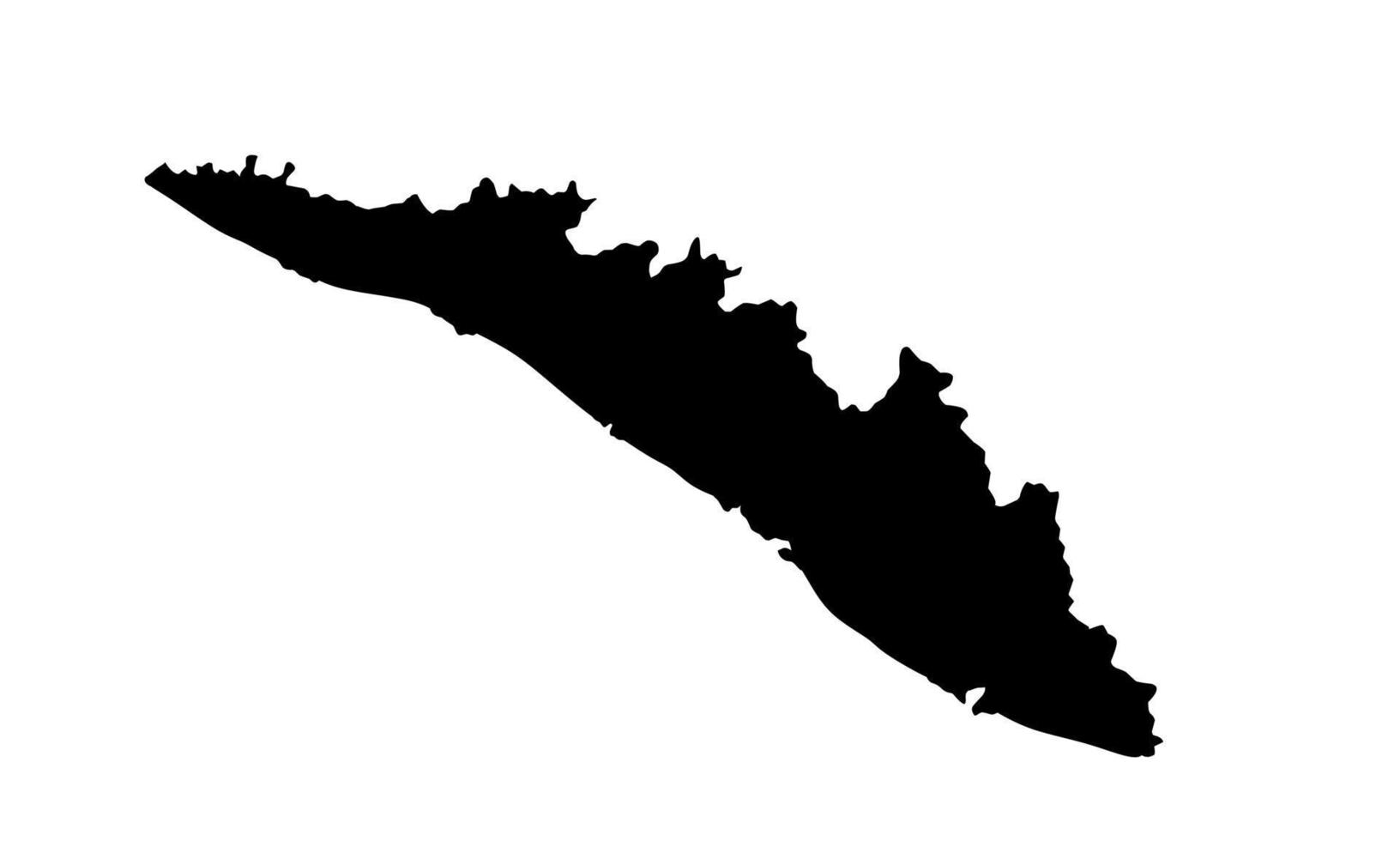 Kerala Karte schwarze Silhouette auf weißem Hintergrund vektor