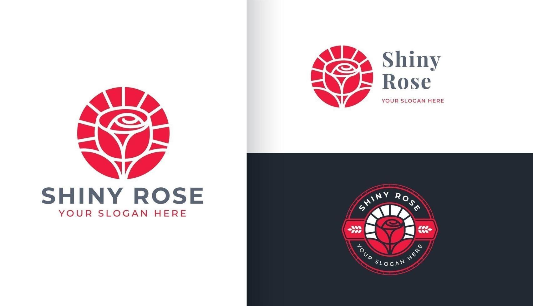rotes Rosenblumen-Logo-Design auf weißem und schwarzem Hintergrund vektor