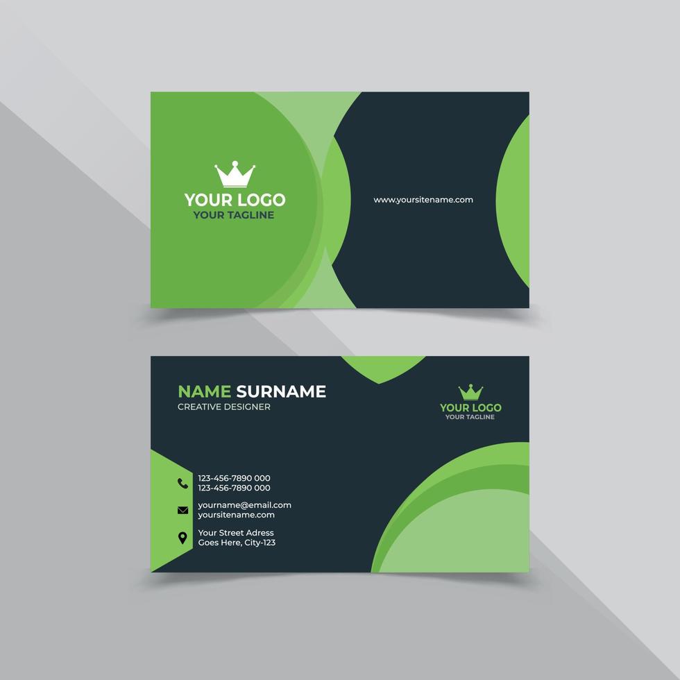 kreative Visitenkarten-Designvorlage in schwarzgrüner Farbe vektor