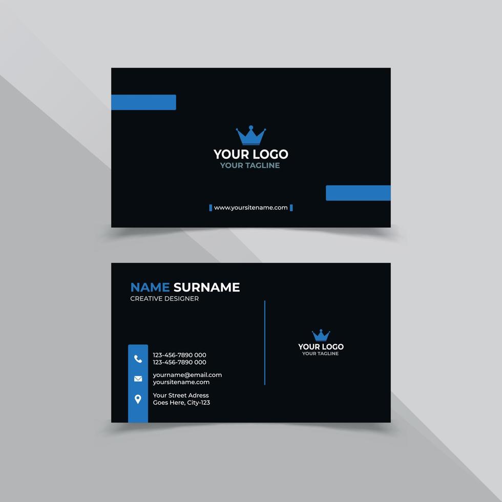 Visitenkarten-Designvorlage in schwarzer und blauer Farbe vektor