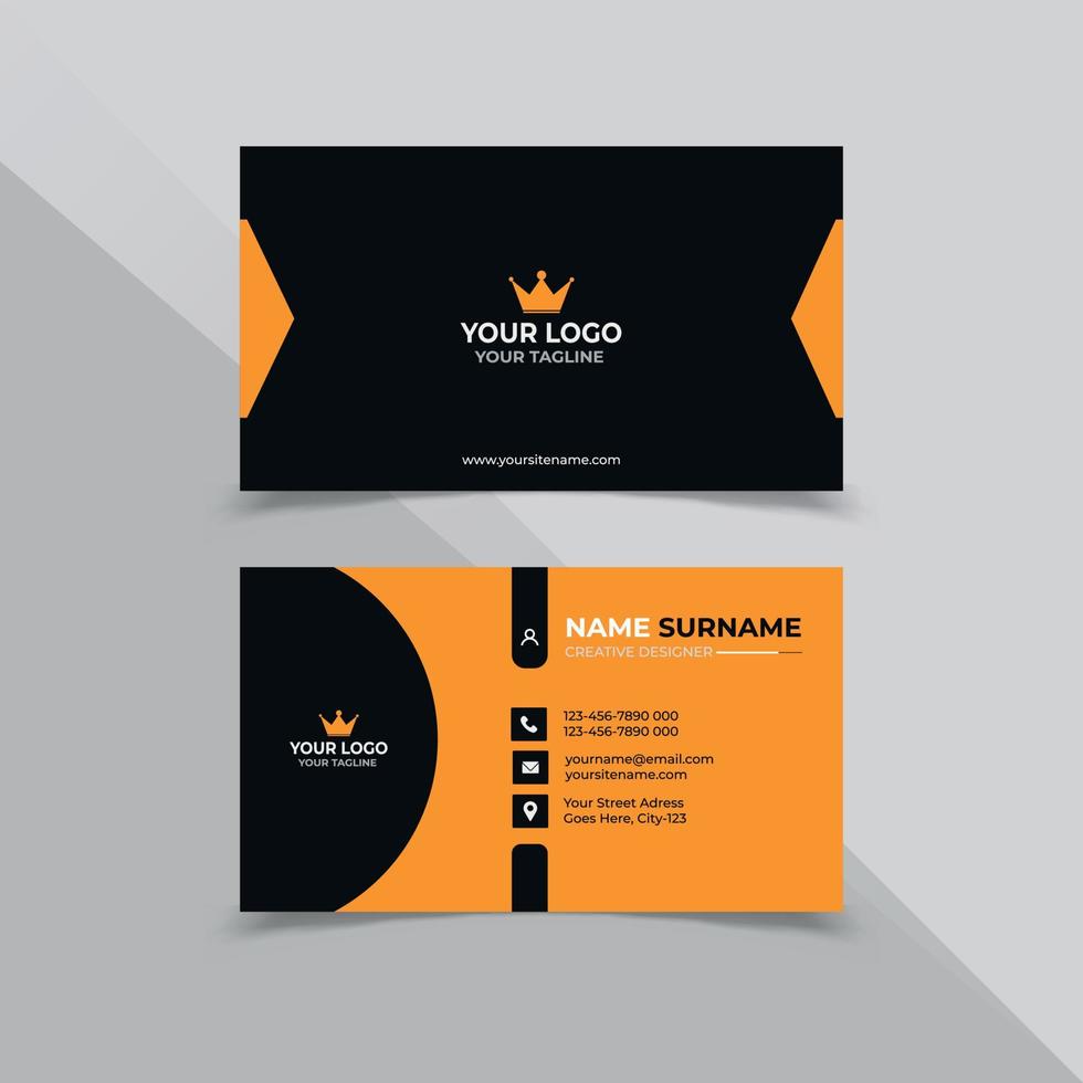svart och orange företag kort design mall vektor