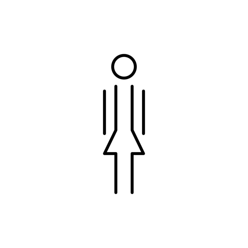 kvinna linjär ikon. kvinna tecken för toalett. flicka toalett piktogram för badrum. vektor toalett symbol isolerat