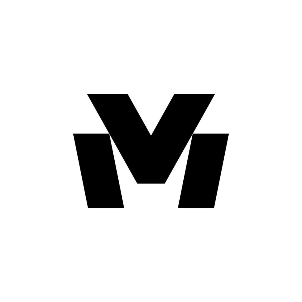 einfache schwarze buchstabe m oder mv-logo-design-vorlage auf weißem hintergrund. für jede Marke geeignet. vektor